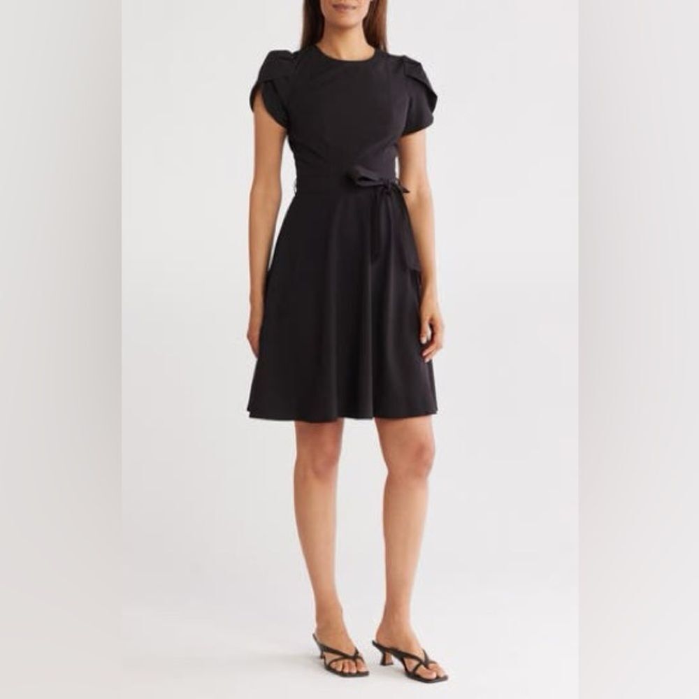 Calvin Klein Women's Short-Sleeve Fit & flare Tulip Sleeve Dress Sz 8